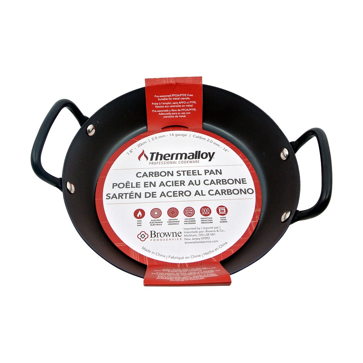 Browne Foodservice THERMALLOY 11.8 Inch Black Carbon Steel Fry Pan