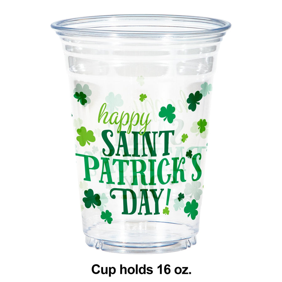 16 oz Clear Happy St Patrick's Day Disposable Plastic CupsShopAtDean