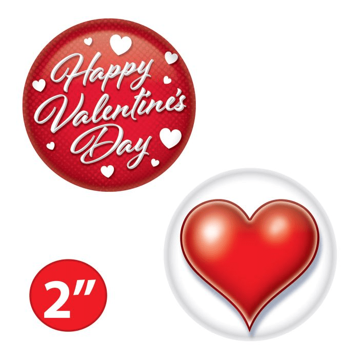 2" Valentine's Day Buttons 2/PackShopAtDean