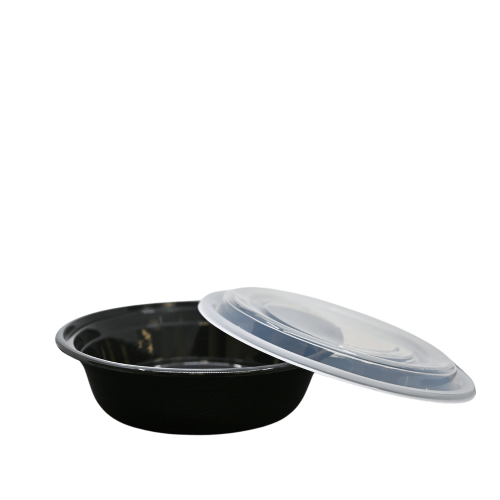 24 Ounce Black Clear Top Round Polypropylene To Go Combo Container, 150/CaseShopAtDean