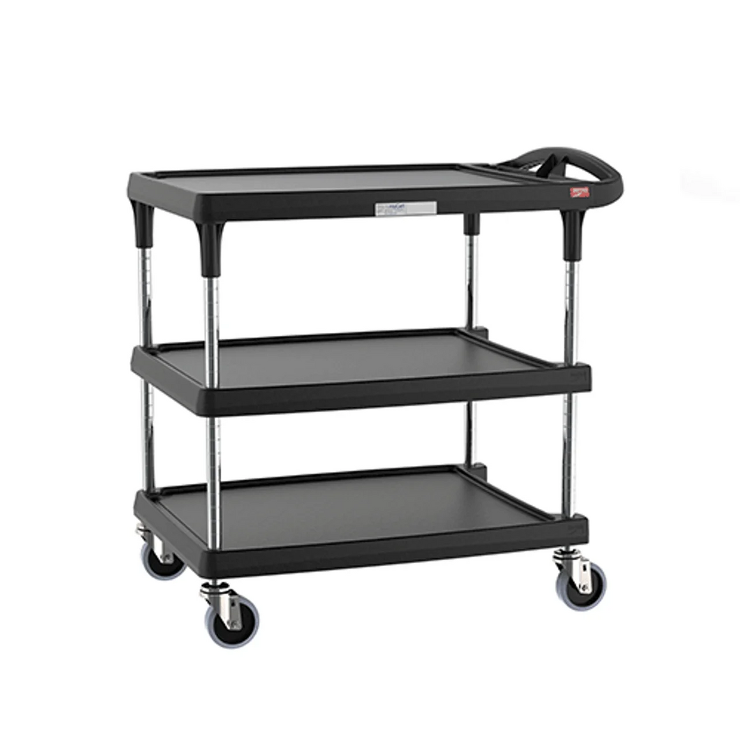 Metro MY1627-34BL myCart Plus Series 3-Shelf Height-Adjustable Utility Cart, Black, 16″ x 27″