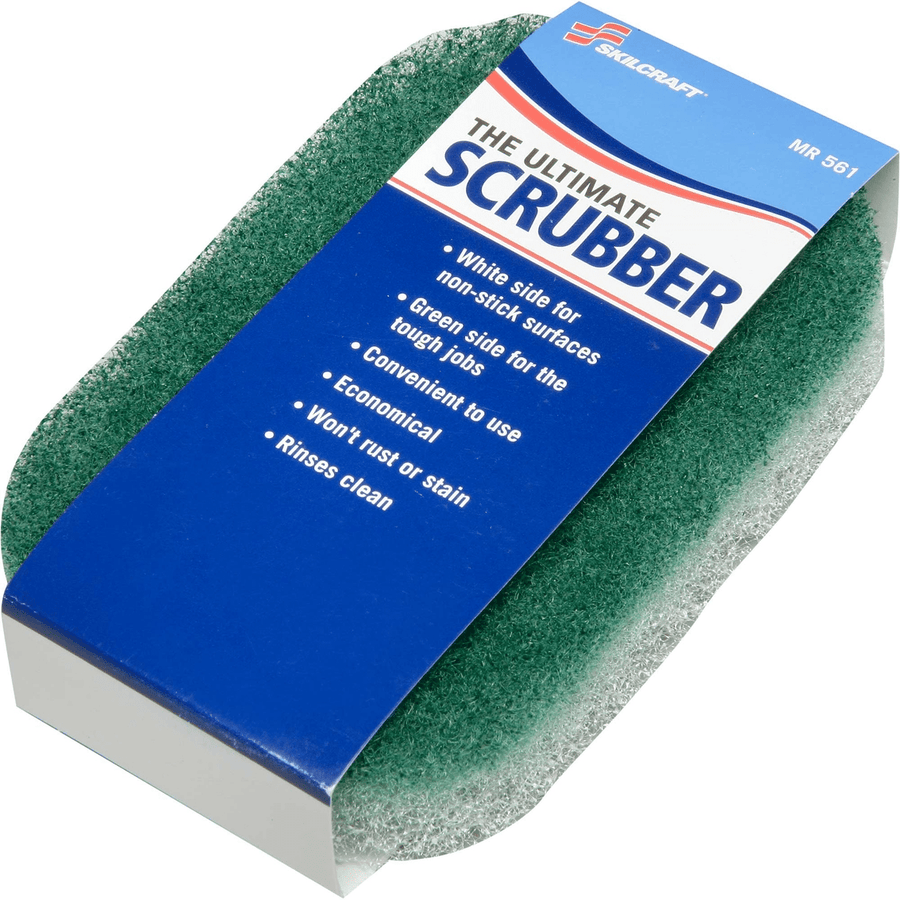 3.5" x 5.5" x 1" Green and White The Ultimate Scrubber PadShopAtDean