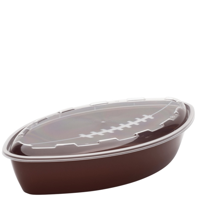 CuBE CF-56BRN 56 oz Brown Bottom Oval Football Container Combo 100/Case