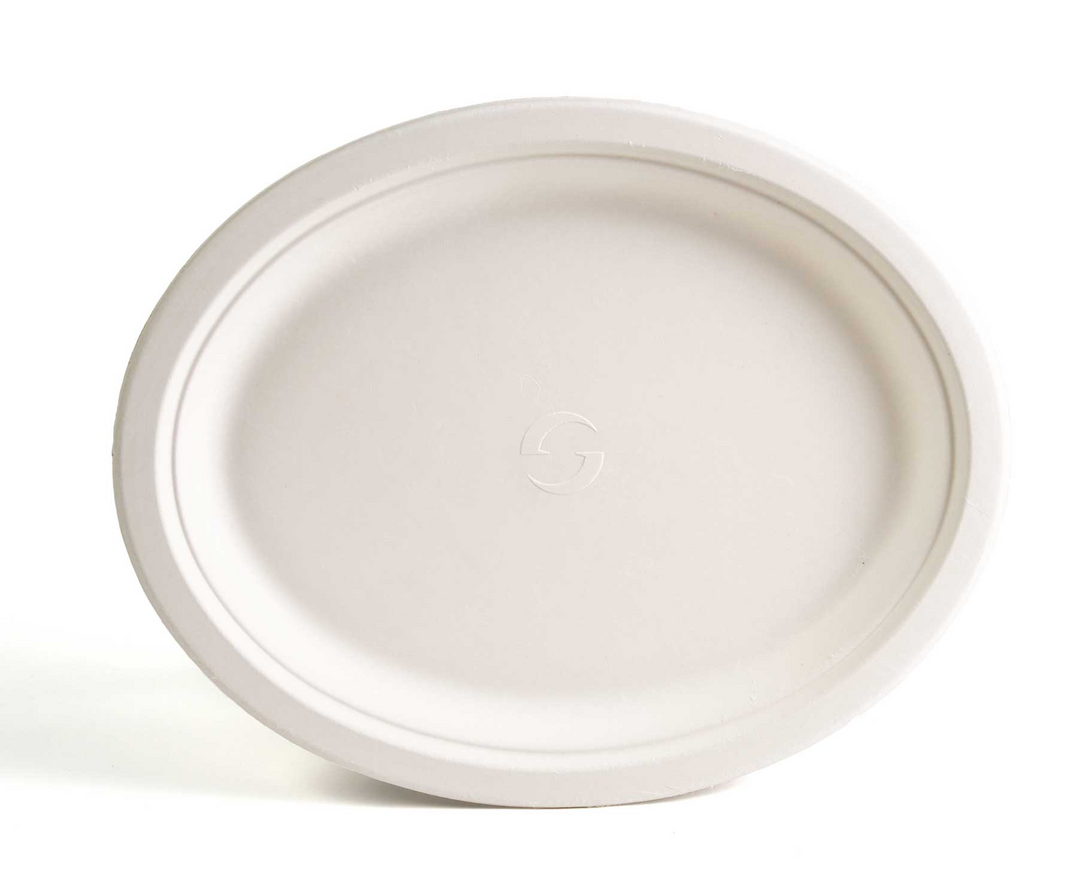 Greenwave TW-POO-012 Evolution Oval Compostable 10" x 12.5" Platter