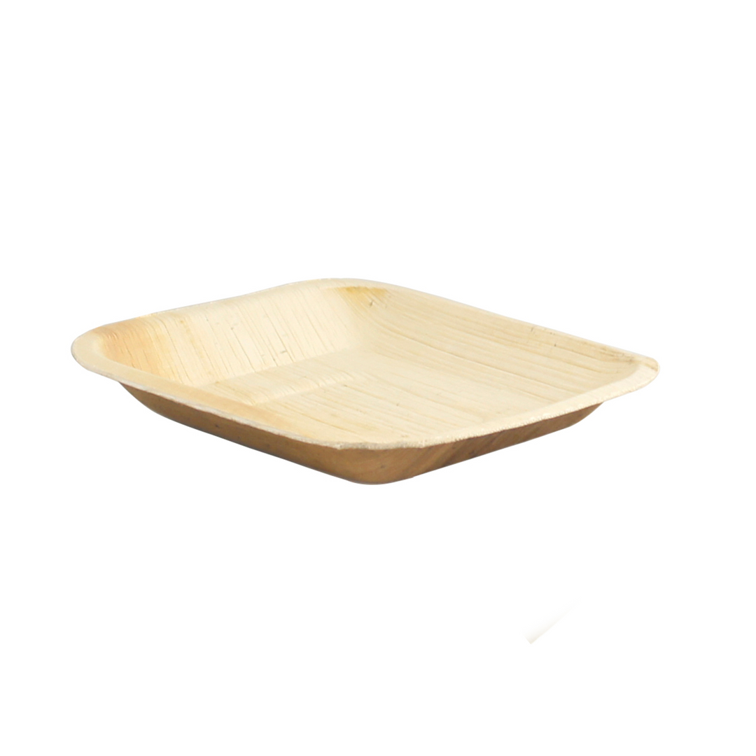 PacknWood 210BBA1717 6" Square Palm Leaf Plate with Rounded Corners