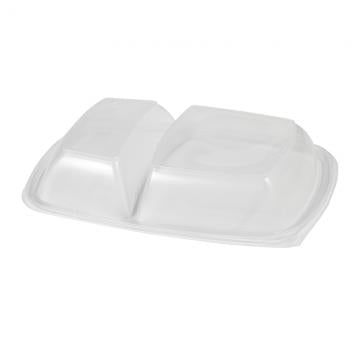 Sabert 53172B150N Clear High Dome Lid for 43 oz. Two-Compartment Medium Rectangle Container