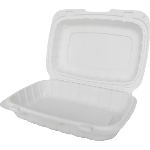 ITI TG-PM-96 9" x 6.5" White Plastic Hinged Container