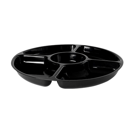 Fineline D12050 12" Black 5 Compartment Tray