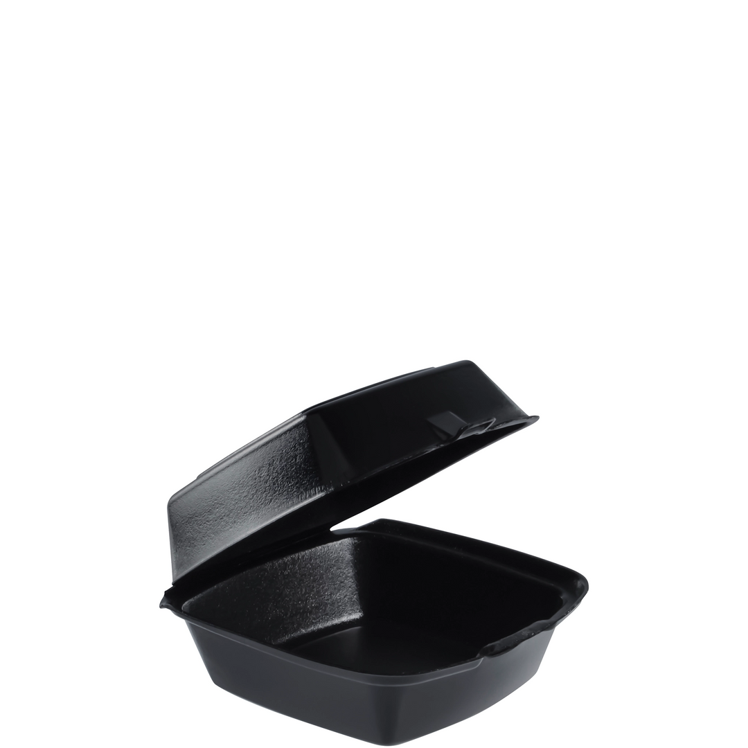 Dart 60HTB1 6" Black Foam Hinged Lid Container