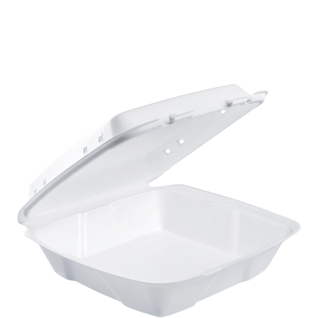 Dart 90HTPF1VR 9X9 White Foam Carryout with Vented Lid