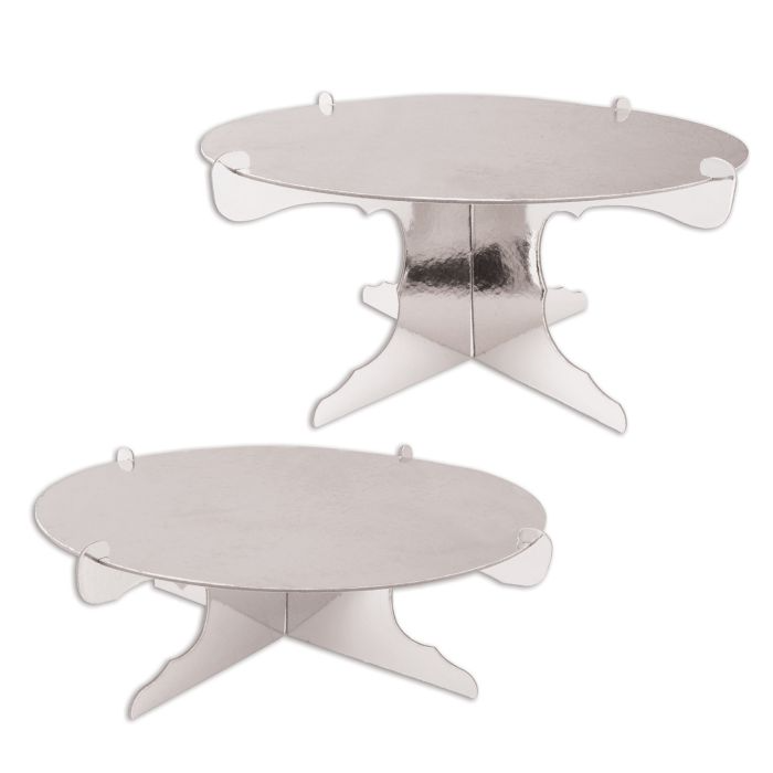 Beistle 53785-S Two Silver Cake Stands 12.5"