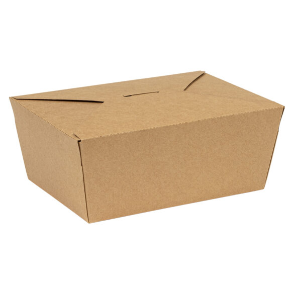 #4 Innobox Edge - Brown Kraft Poly Coated Food Box 7.75" x 5.5" x 3.5"