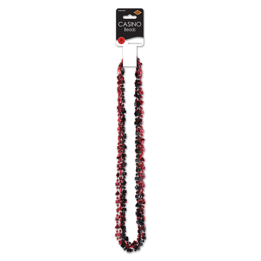 Beistle 60982 Black and Red Casino Bead Necklace 6/Pack