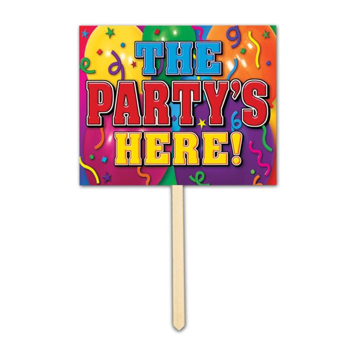 Beistle 55918 12" x 15" The Party's Here! Yard Sign