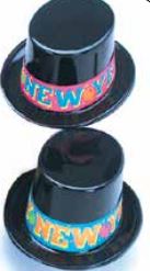 Party Time 2102HNY Black Top Hat with Neon Happy New Year Band