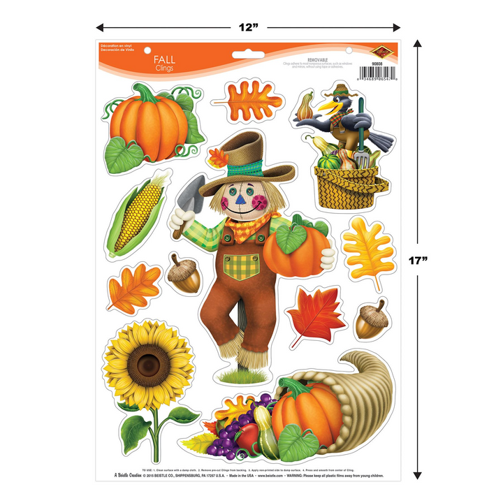 Beistle 90808 Fall Window Clings 12 Count