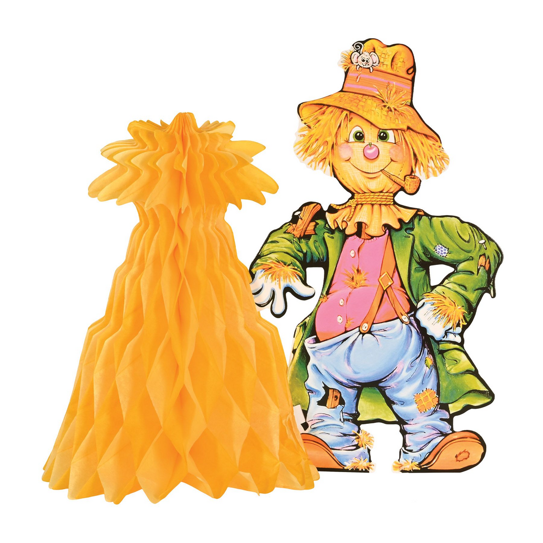 Beistle 99075 11" Scarecrow w/Tissue Cornshock Centerpiece