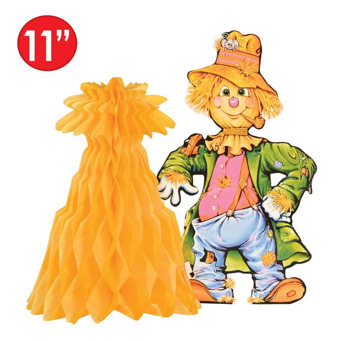 Beistle 99075 11" Scarecrow w/Tissue Cornshock Centerpiece