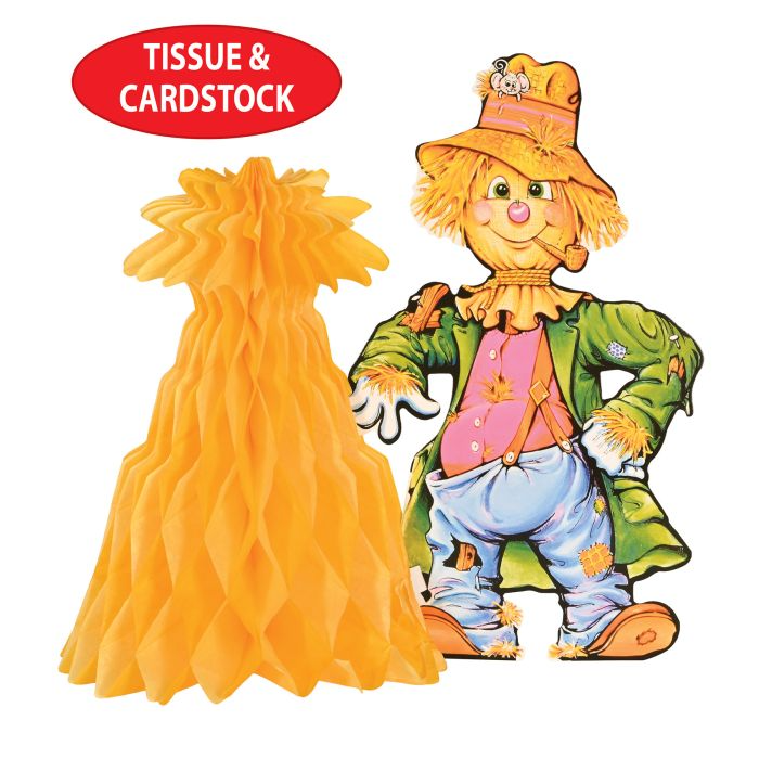 Beistle 99075 11" Scarecrow w/Tissue Cornshock Centerpiece