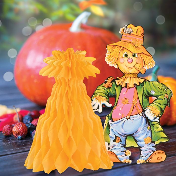 Beistle 99075 11" Scarecrow w/Tissue Cornshock Centerpiece