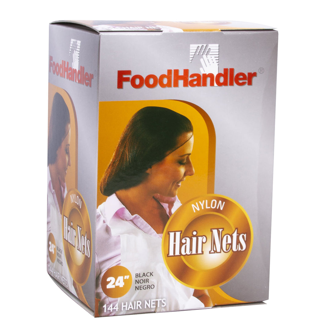 Food Handler 305-FH54 24" Black Nylon Hair Nets