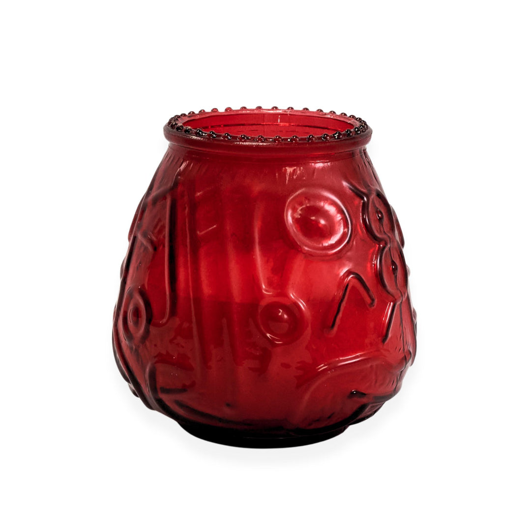 LeoLight 432RD 45 Hour Red Glass Venetian Lowboys Wax Candle