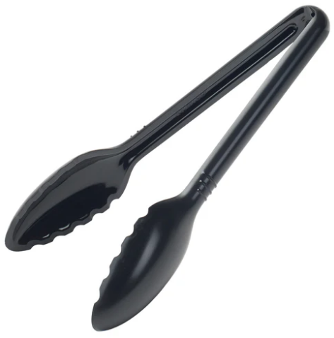 Winco 9" Black Curv Serving Tongs