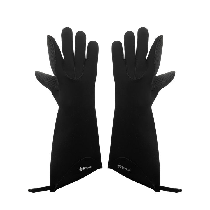 Browne Foodservice 5430502 15" Black FLXa-Prene 5 Finger Glove with Kevlar Stitching