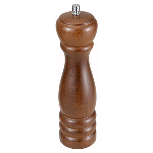 Winco WPM-08 8" Walnut Rubberwood Pepper Mill