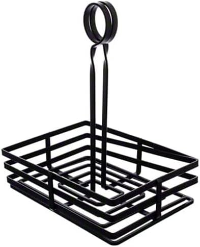 American Metalcraft FWC68 Black Flat Coil Wrought Iron Rectangular Condiment Caddy