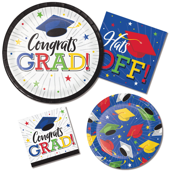 9" Round Hats Off Grad Paper PlatesShopAtDean