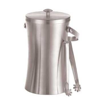 American Metalcraft ISSB8 49 oz Double Walled Satin Ice Bucket with Tongs