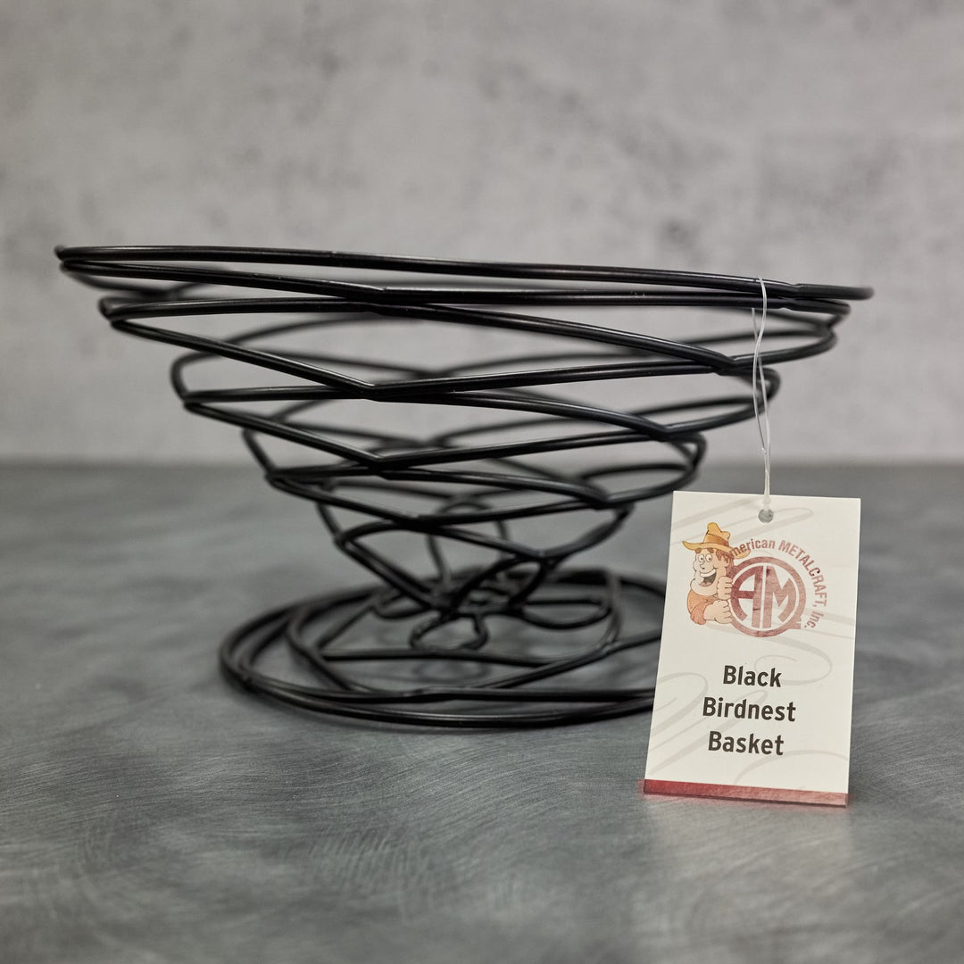 American Metalcraft BNB9 9" x 4" Round Black Birdnest Basket