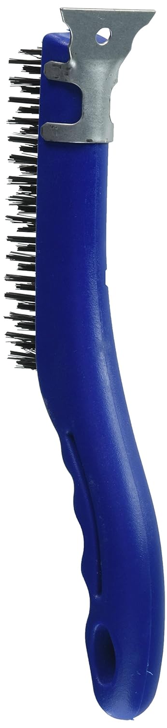 American Metalcraft 1147 Blue Wire Brush with Scraper 11.75"