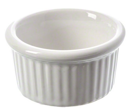 American Metalcraft CRMK1 1 Oz White Round Ceramic Fluted Ramekin