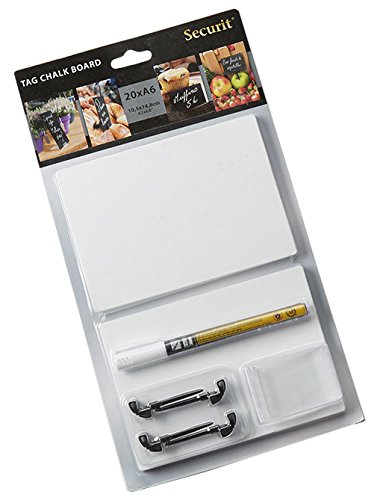 American Metalcraft TAGA6BL 6" x 4" Mini White Chalk Cards and Marker Display Kit - 20/Pack