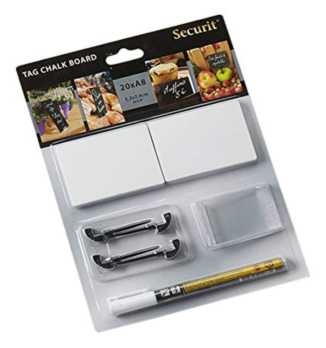 American Metalcraft TAGA8BL 3" x 2" Mini White Chalk Cards and Marker Display Kit