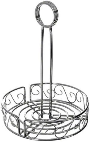 American Metalcraft SSCC7 7-1/2" Stainless Steel Round Scroll Design Condiment Caddy