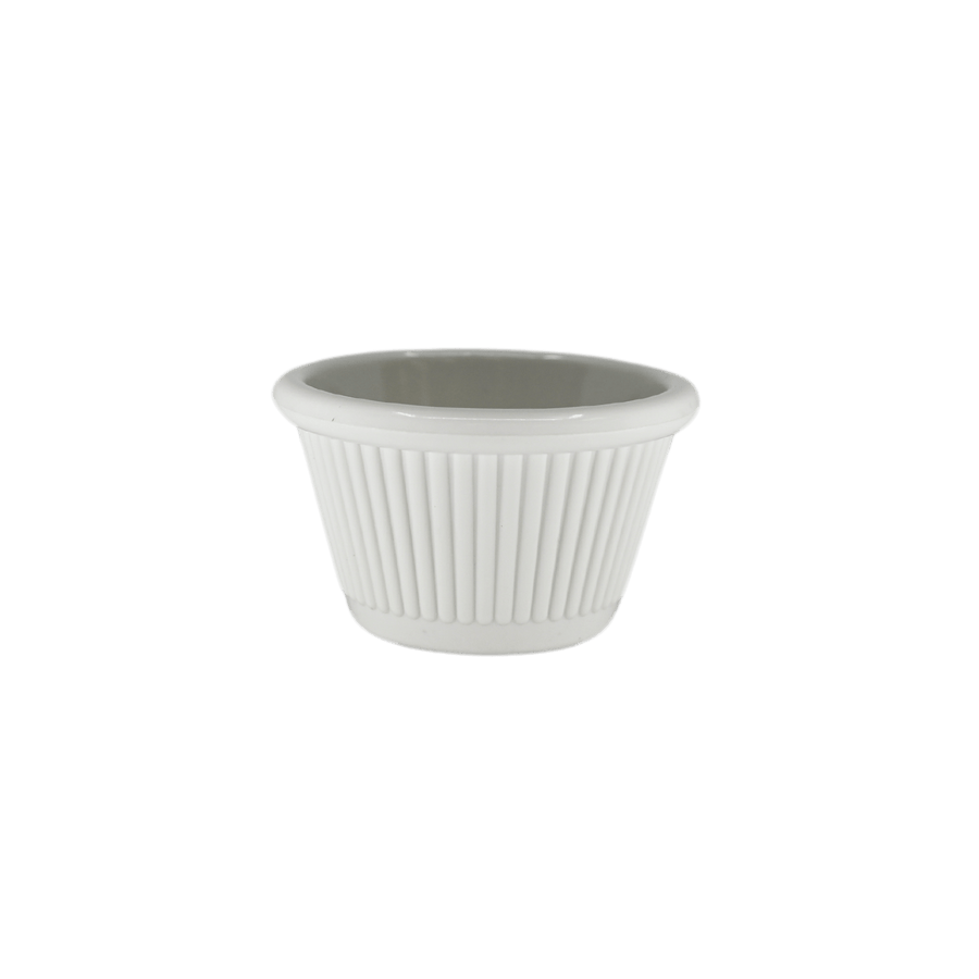 American Metalcraft MRF150W 1.5 oz White Round Melamine Fluted RamekinShopAtDean