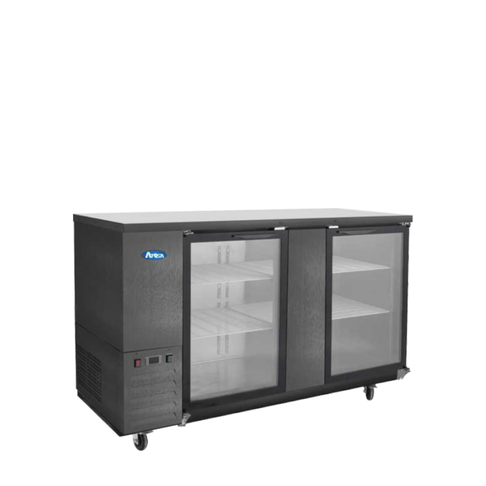 Atosa SBB69GGRAUS2 69" Black Shallow Depth Back Bar Cooler with Glass DoorsShopAtDean