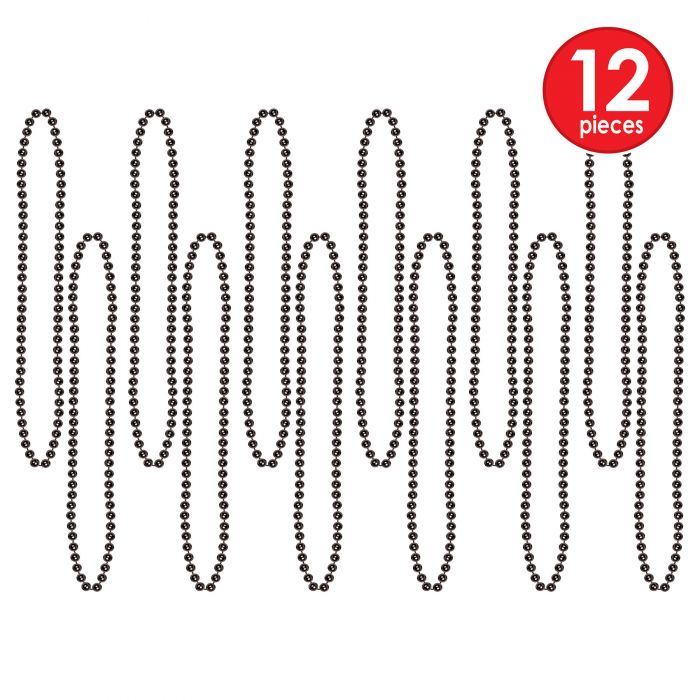 Beistle 50570-BK Black Bead Necklace 12/Pack