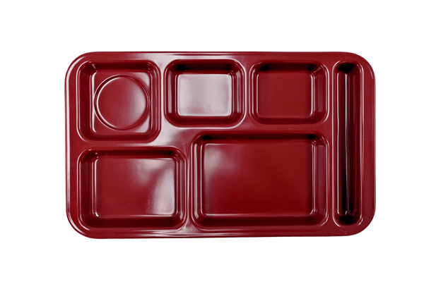 Carlisle 4398285 Dark Red Right Hand 6 - Compartment Melamine Tray 15