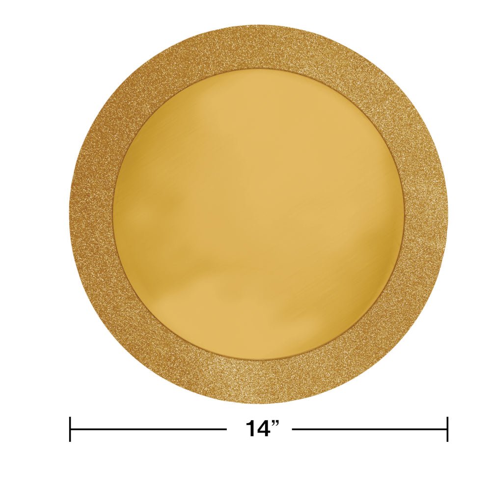 Creative Converting 861801 14" Round Gold Glitz Placemat with 2" Glitter BorderShopAtDean