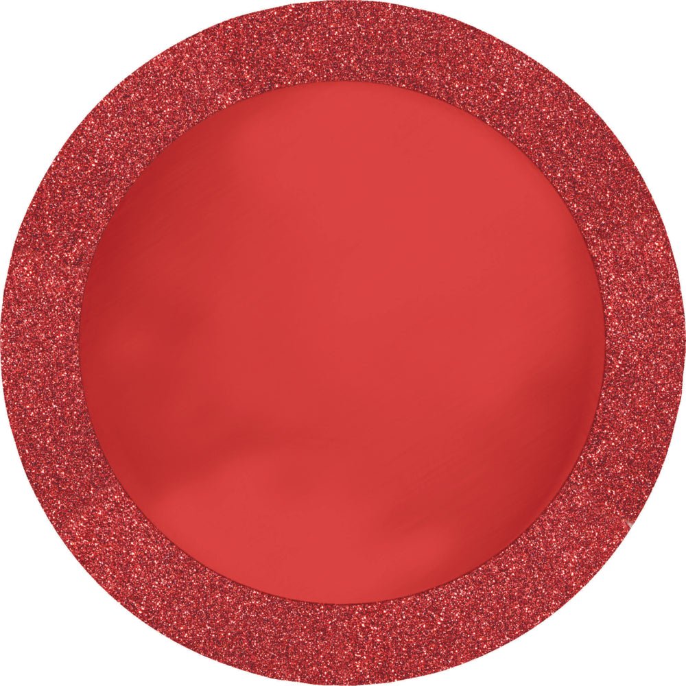 Creative Converting 861802 14" Round Red Glitz Placemat with 2" Glitter BorderShopAtDean