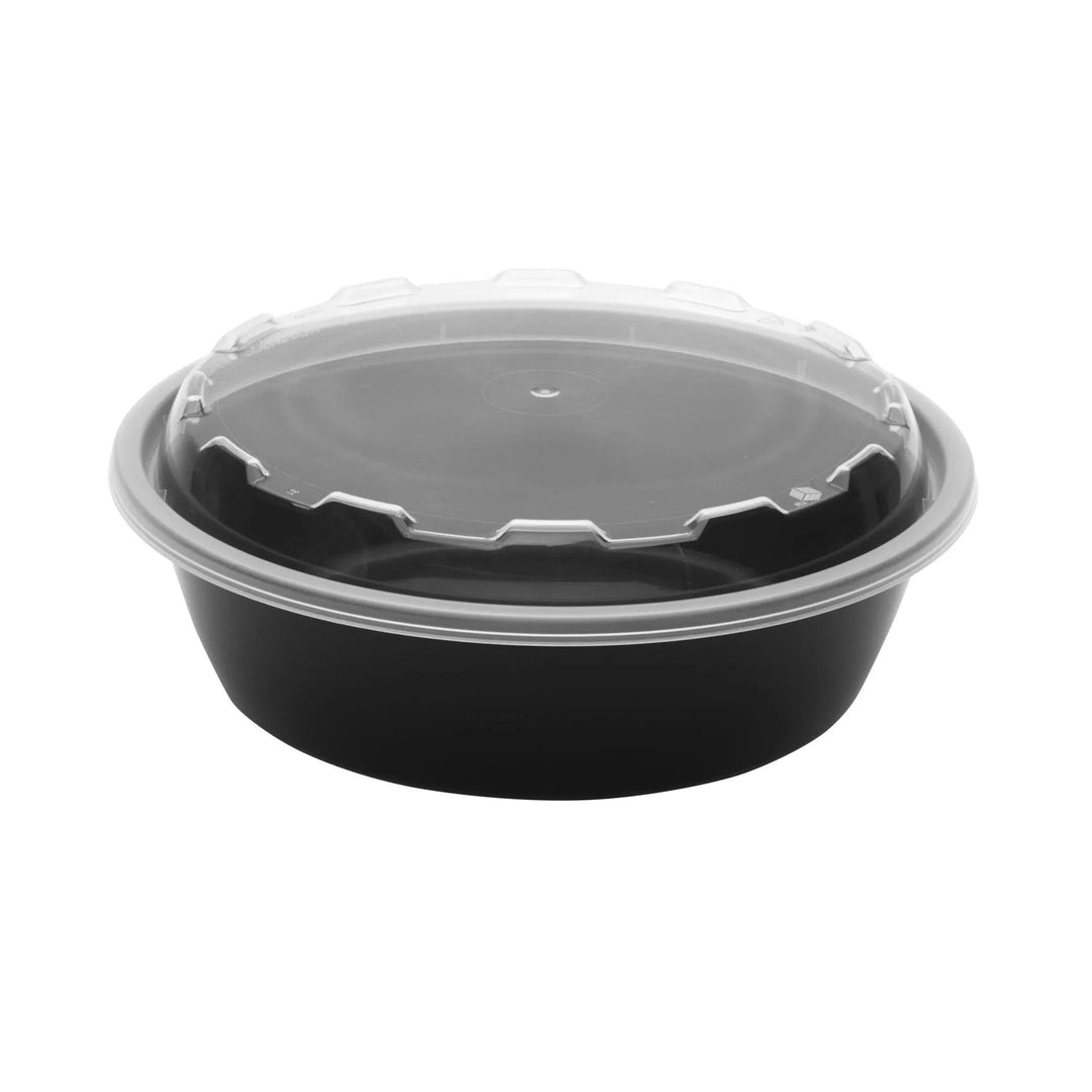 24 oz. Round Black Containers and Lids, Case of 150 – CiboWares