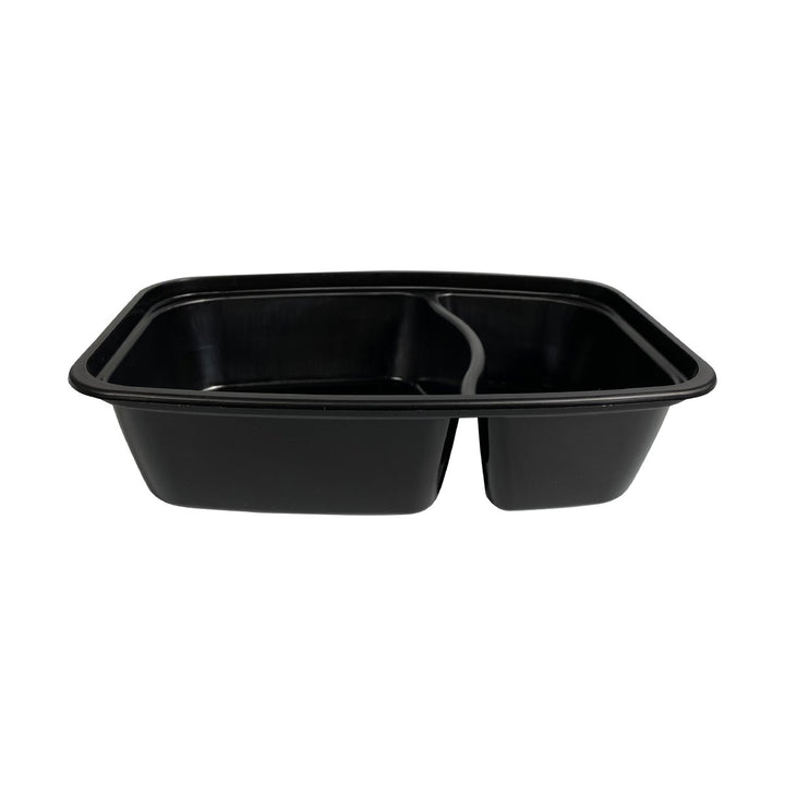 CuBE CR-M2932B 28 Oz 2-Compartment Black Bottom Rectangle Container With Lid 150/Case