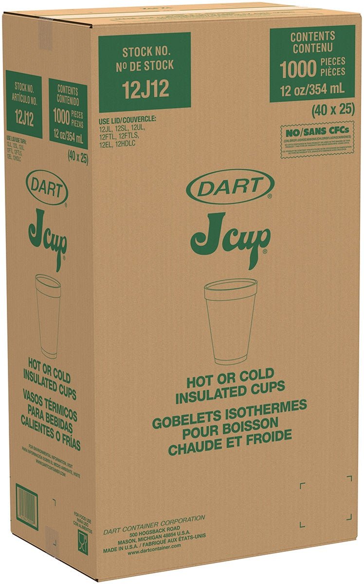 Dart 12J12 12 oz. White Foam Cup - 25/Pack