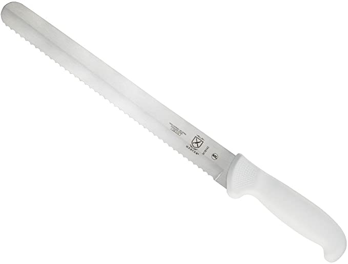 Mercer M18140 11" Slicer Wavy Edge White Handle Knife